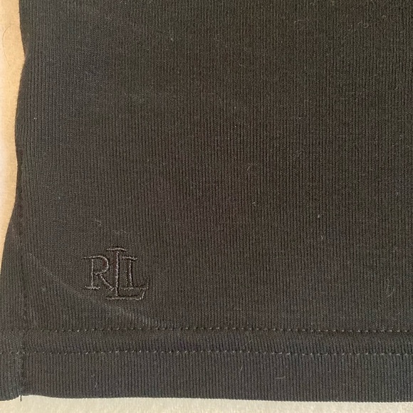 Lauren Ralph Lauren Black Suede Trim Short Sleeve Shirt Women’s Size Large - Picture 6 of 9